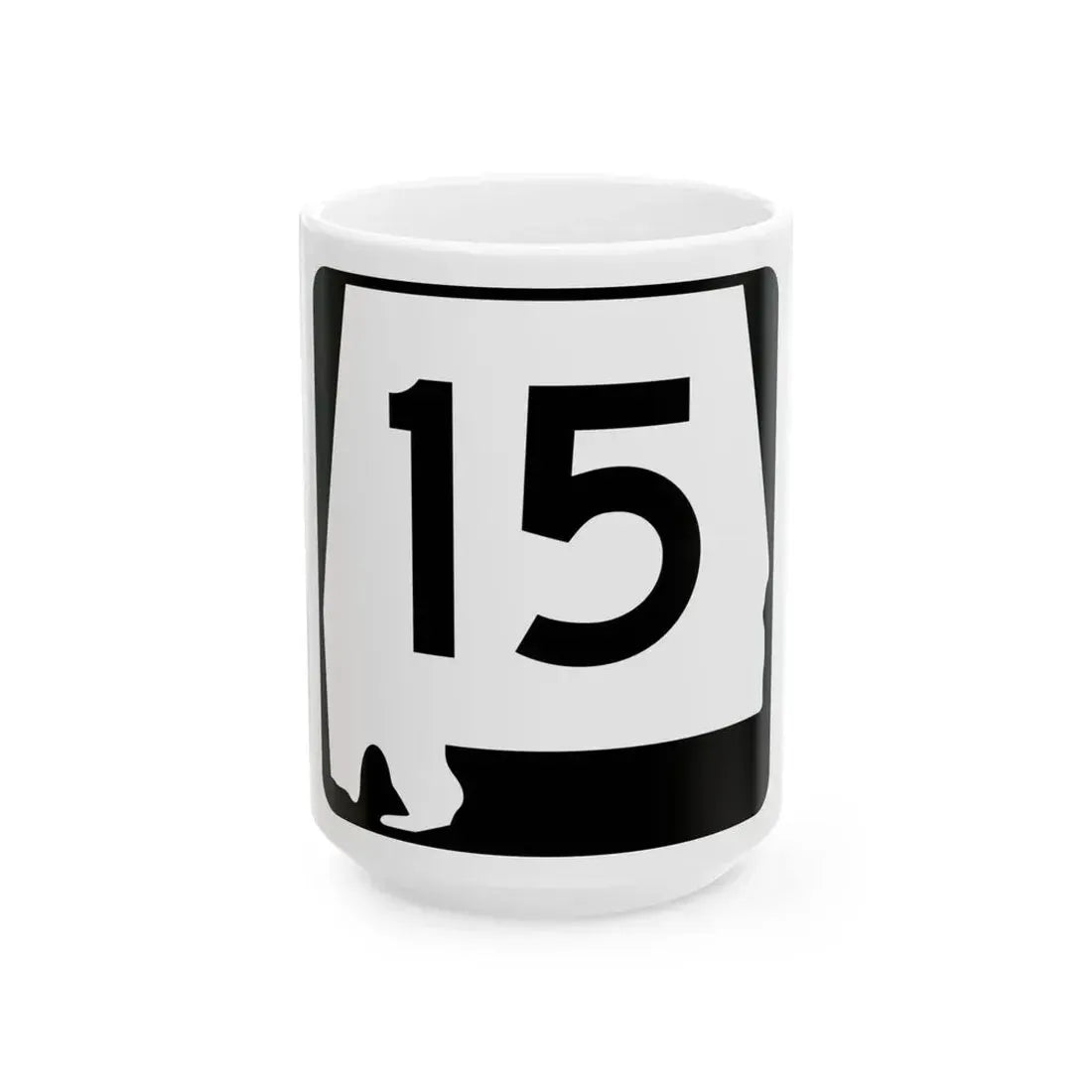 Alabama 15 (Alabama) (Road Sign) White Coffee Mug 15oz - Go Mug Yourself