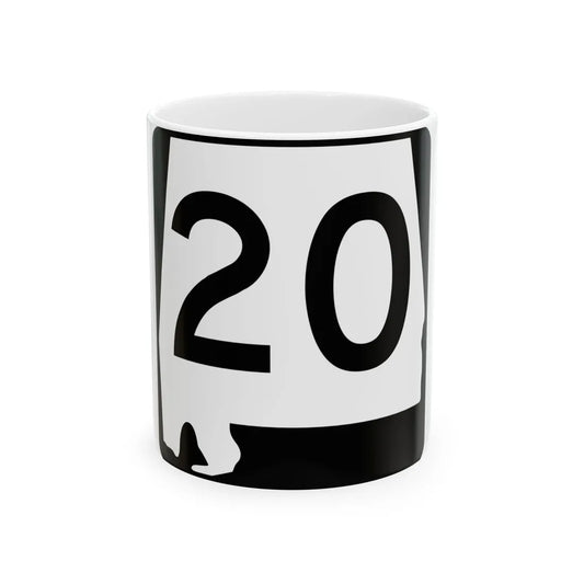 Alabama 20 (Alabama) (Road Sign) White Coffee Mug 11oz - Go Mug Yourself