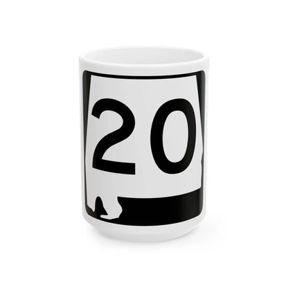Alabama 20 (Alabama) (Road Sign) White Coffee Mug 15oz - Go Mug Yourself