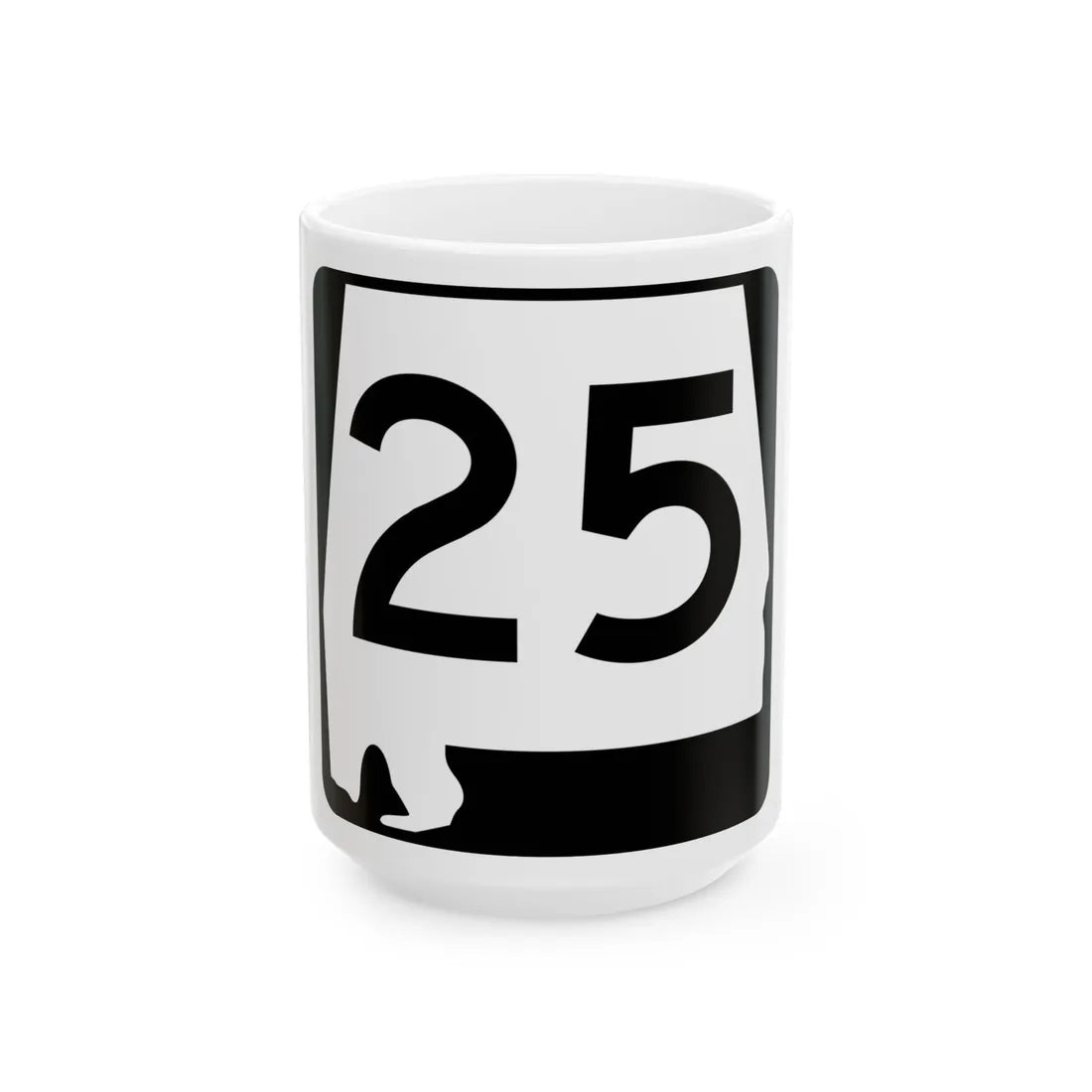Alabama 25 (Alabama) (Road Sign) White Coffee Mug 15oz - Go Mug Yourself