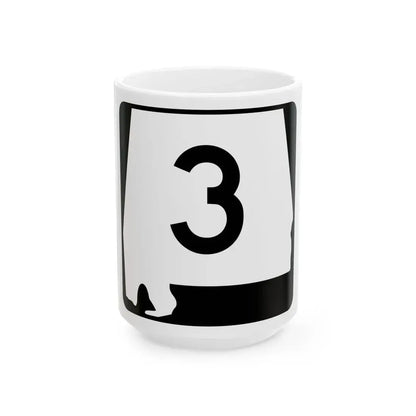 Alabama 3 (Alabama) (Road Sign) White Coffee Mug 15oz - Go Mug Yourself