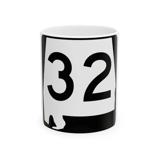 Alabama 32 (Alabama) (Road Sign) White Coffee Mug 11oz - Go Mug Yourself