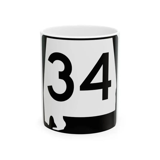 Alabama 34 (Alabama) (Road Sign) White Coffee Mug 11oz - Go Mug Yourself