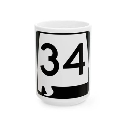 Alabama 34 (Alabama) (Road Sign) White Coffee Mug 15oz - Go Mug Yourself