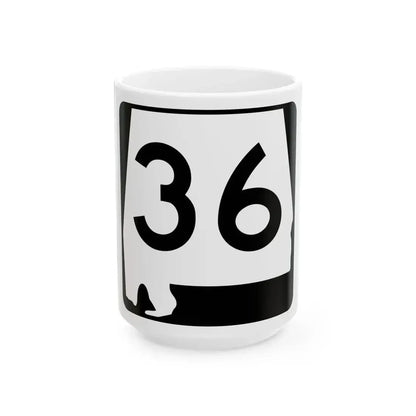 Alabama 36 (Alabama) (Road Sign) White Coffee Mug 15oz - Go Mug Yourself