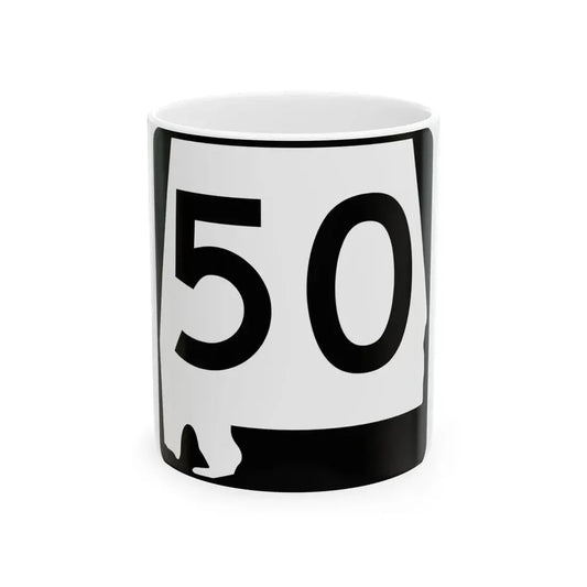 Alabama 50 (Alabama) (Road Sign) White Coffee Mug 11oz - Go Mug Yourself