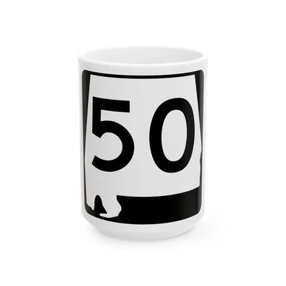 Alabama 50 (Alabama) (Road Sign) White Coffee Mug 15oz - Go Mug Yourself