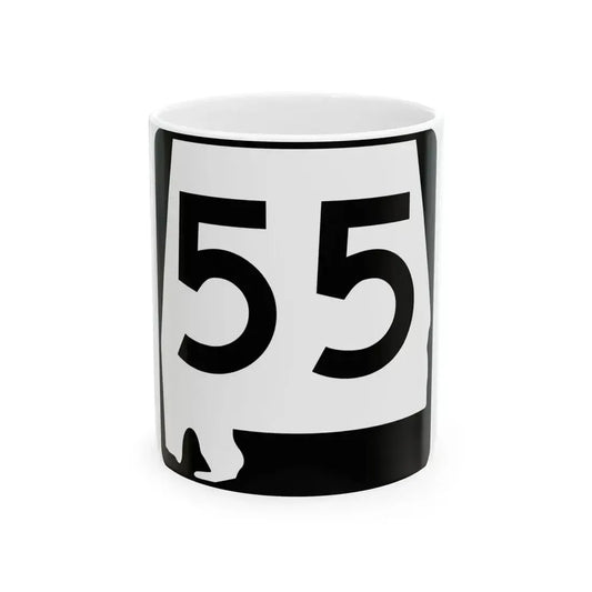 Alabama 55 (Alabama) (Road Sign) White Coffee Mug 11oz - Go Mug Yourself
