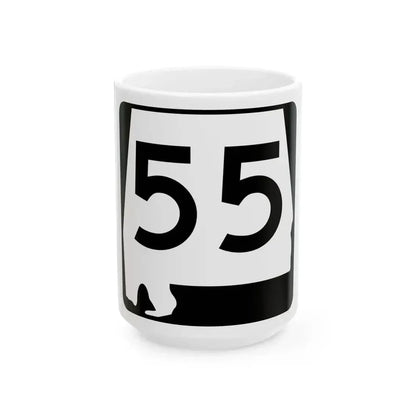 Alabama 55 (Alabama) (Road Sign) White Coffee Mug 15oz - Go Mug Yourself