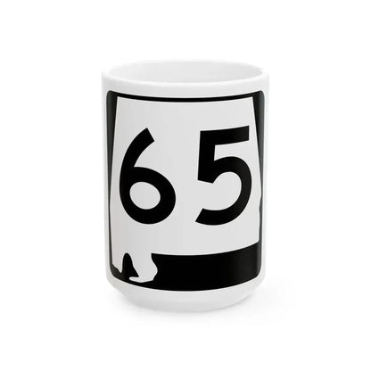 Alabama 65 (Alabama) (Road Sign) White Coffee Mug 15oz - Go Mug Yourself
