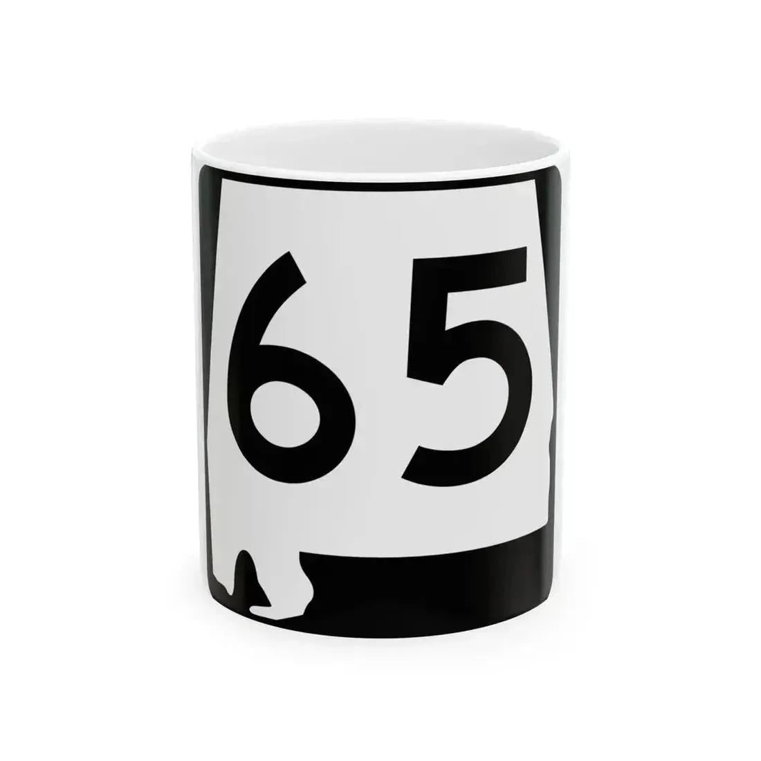 Alabama 65 (Alabama) (Road Sign) White Coffee Mug - Go Mug Yourself