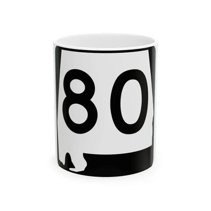 Alabama 80 (Alabama) (Road Sign) White Coffee Mug 11oz - Go Mug Yourself