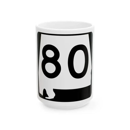 Alabama 80 (Alabama) (Road Sign) White Coffee Mug 15oz - Go Mug Yourself