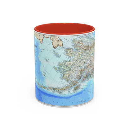 Alaska 1 (1994) (Map) Accent Coffee Mug-11oz-Red-Go Mug Yourself