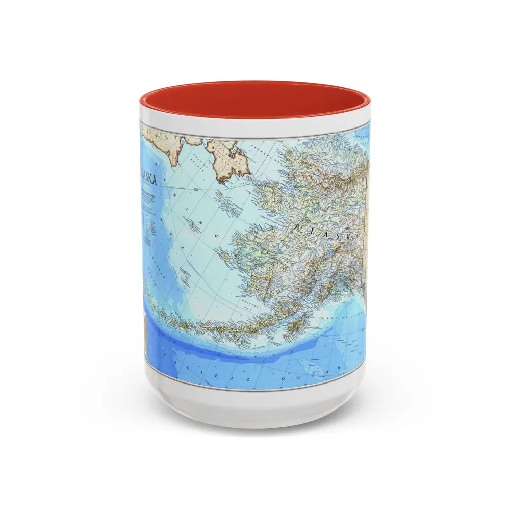 Alaska 1 (1994) (Map) Accent Coffee Mug-15oz-Red-Go Mug Yourself