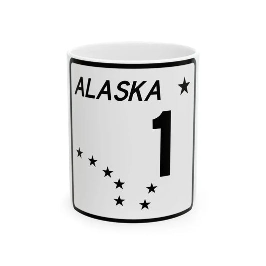 Alaska 1 shield (Alaska) (Road Sign) White Coffee Mug 11oz - Go Mug Yourself