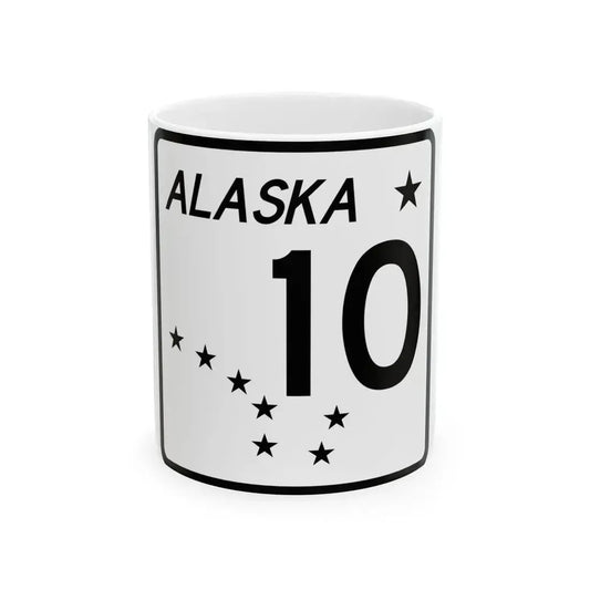 Alaska 10 shield (Alaska) (Road Sign) White Coffee Mug 11oz - Go Mug Yourself