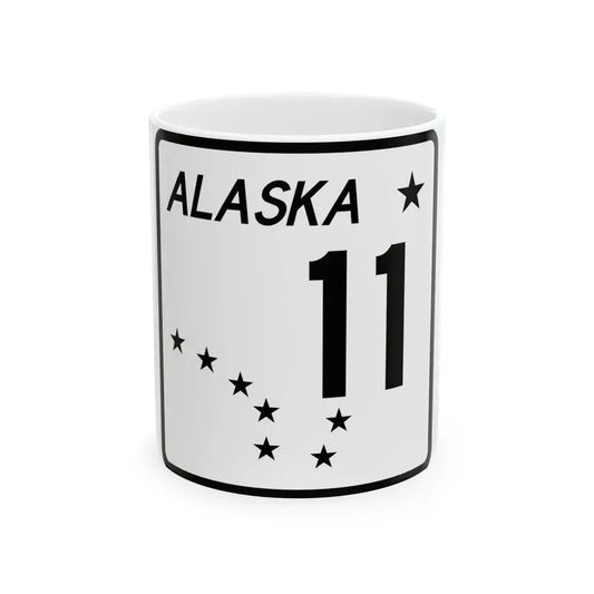 Alaska 11 shield (Alaska) (Road Sign) White Coffee Mug 11oz - Go Mug Yourself