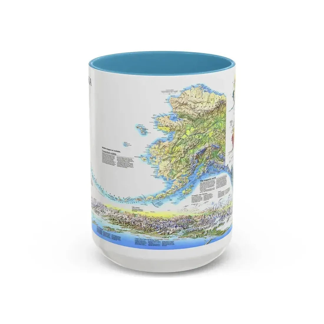 Alaska 2 (1994) (Map) Accent Coffee Mug 15oz Light Blue - Go Mug Yourself