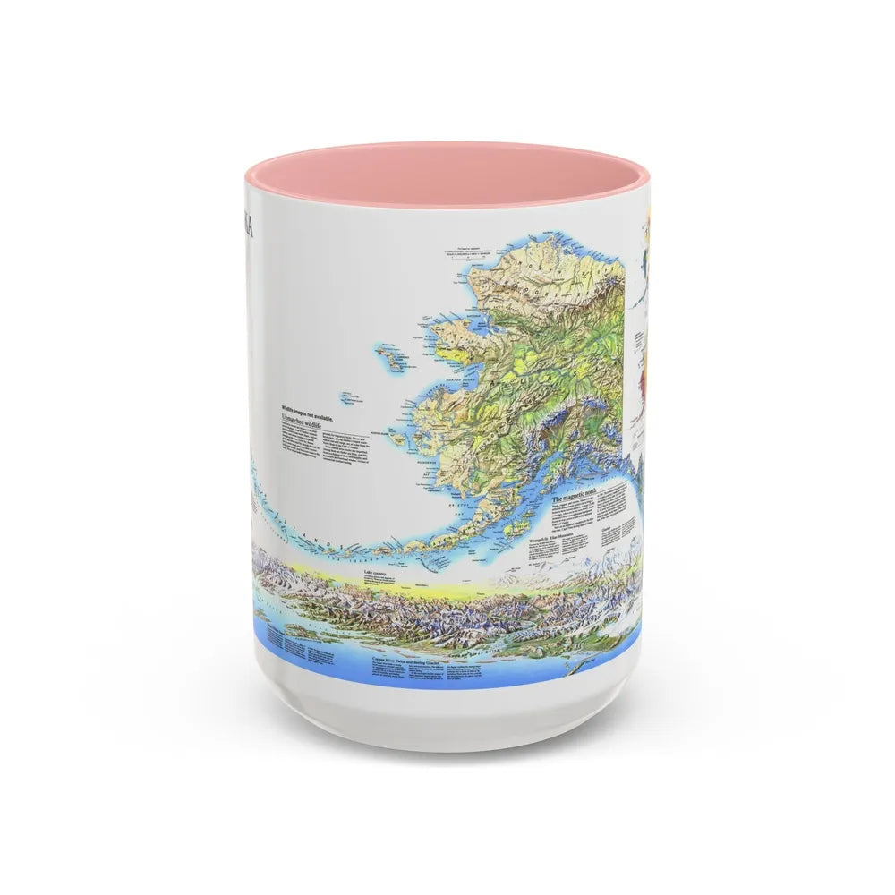 Alaska 2 (1994) (Map) Accent Coffee Mug-15oz-Pink-Go Mug Yourself