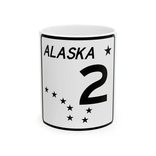 Alaska 2 shield (Alaska) (Road Sign) White Coffee Mug 11oz - Go Mug Yourself