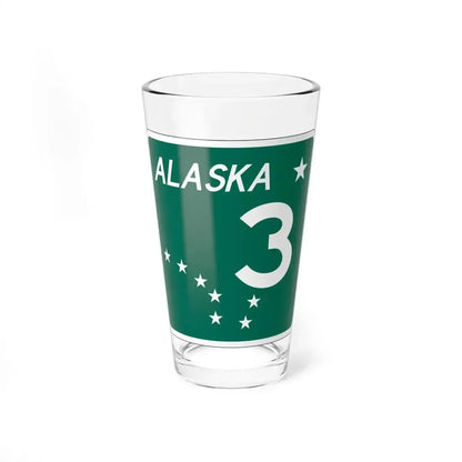 Alaska 3 Business shield (Alaska) (Road Sign) Pint Glass 16oz 16oz - Go Mug Yourself