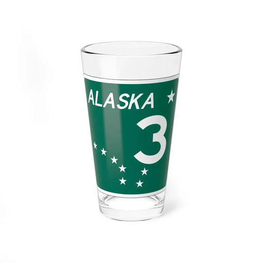 Alaska 3 Business shield (Alaska) (Road Sign) Pint Glss 16oz 16oz - Go Mug Yourself