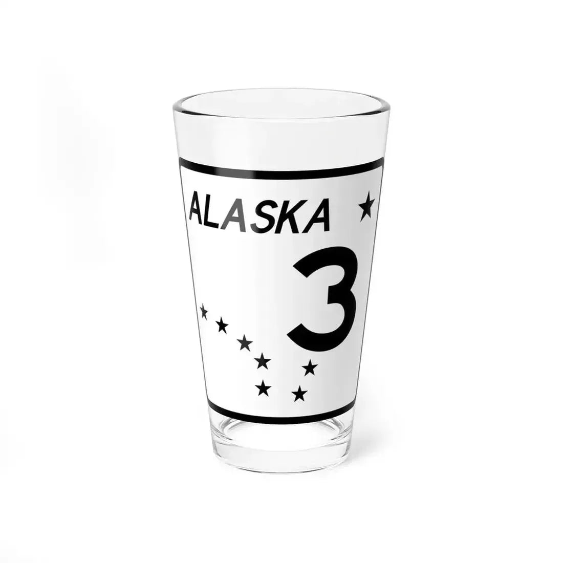 Alaska 3 shield (Alaska) (Road Sign) Pint Glass 16oz 16oz - Go Mug Yourself