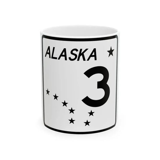 Alaska 3 shield (Alaska) (Road Sign) White Coffee Mug 11oz - Go Mug Yourself