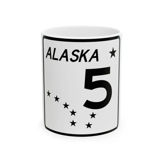 Alaska 5 shield (Alaska) (Road Sign) White Coffee Mug 11oz - Go Mug Yourself