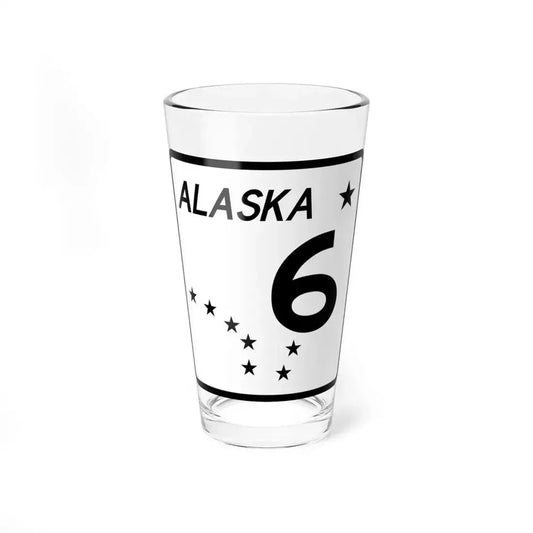 Alaska 6 shield (Alaska) (Road Sign) Pint Glass 16oz 16oz - Go Mug Yourself