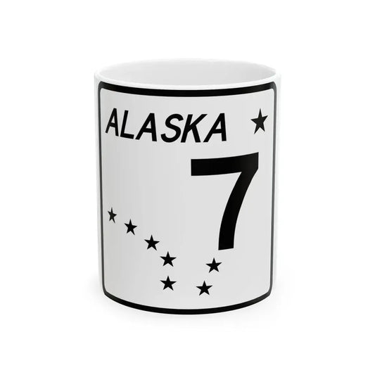 Alaska 7 shield (Alaska) (Road Sign) White Coffee Mug 11oz - Go Mug Yourself