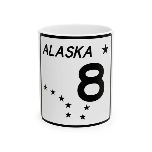 Alaska 8 shield (Alaska) (Road Sign) White Coffee Mug 11oz - Go Mug Yourself