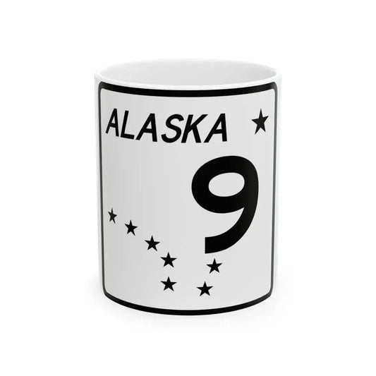 Alaska 9 shield (Alaska) (Road Sign) White Coffee Mug 11oz - Go Mug Yourself