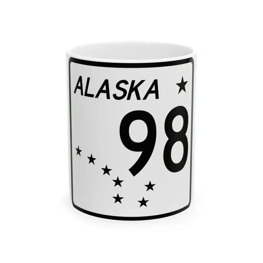 Alaska 98 shield (Alaska) (Road Sign) White Coffee Mug 11oz - Go Mug Yourself