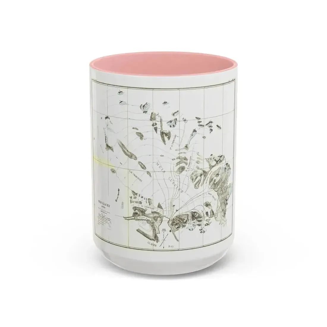 Alaska - Muir Glacier (1890) (Map) Accent Coffee Mug 15oz Pink - Go Mug Yourself