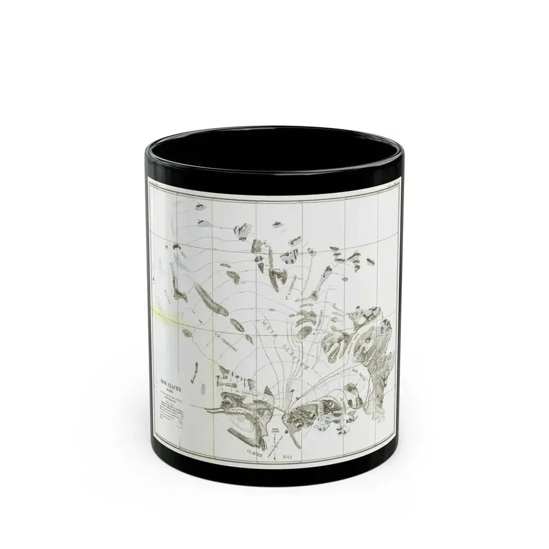 Alaska - Muir Glacier (1890) (Map) Black Coffee Mug 11oz - Go Mug Yourself