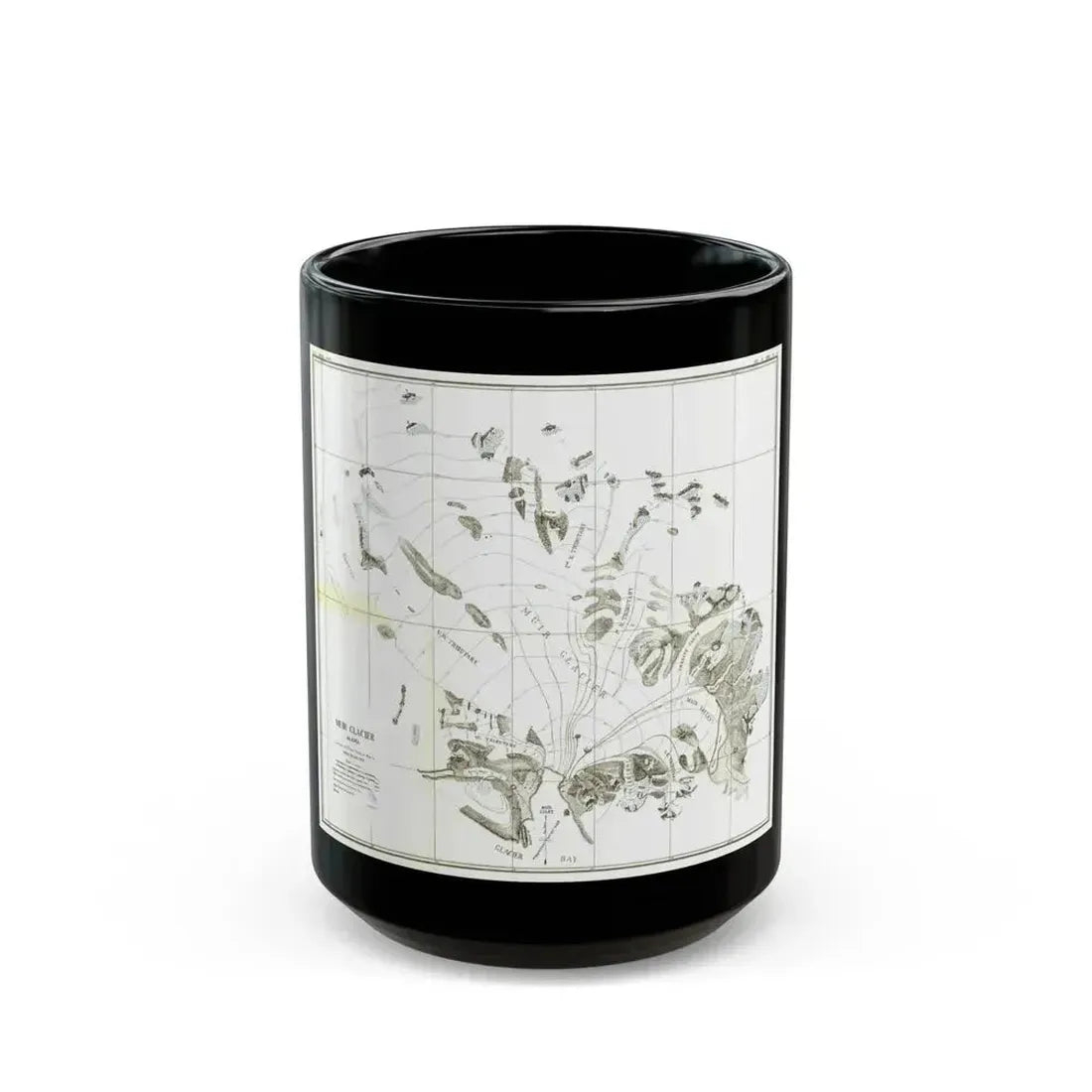 Alaska - Muir Glacier (1890) (Map) Black Coffee Mug 15oz - Go Mug Yourself