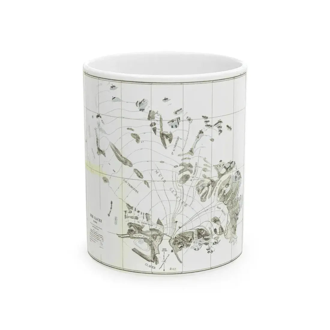 Alaska - Muir Glacier (1890) (Map) White Coffee Mug 11oz - Go Mug Yourself
