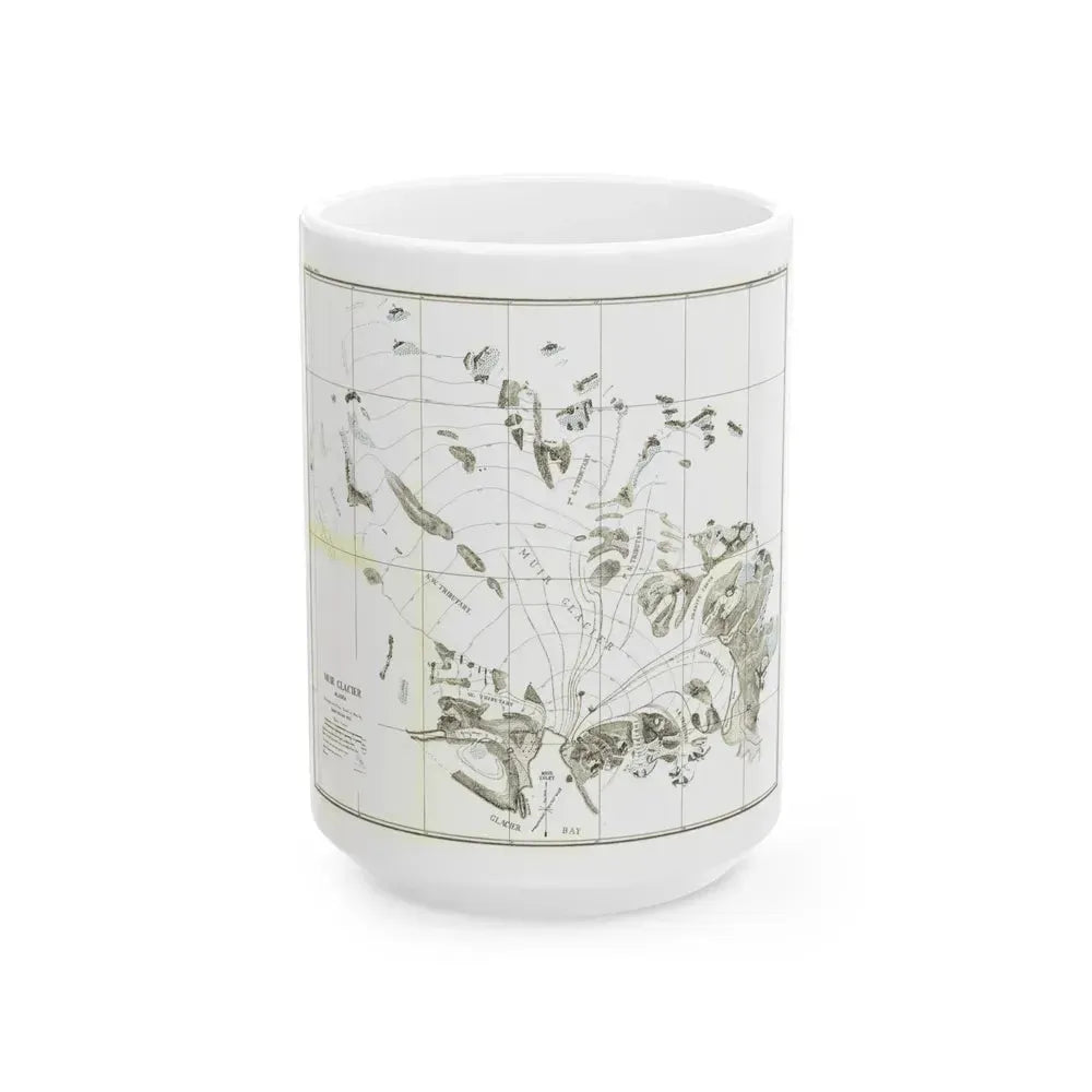 Alaska - Muir Glacier (1890) (Map) White Coffee Mug 15oz - Go Mug Yourself