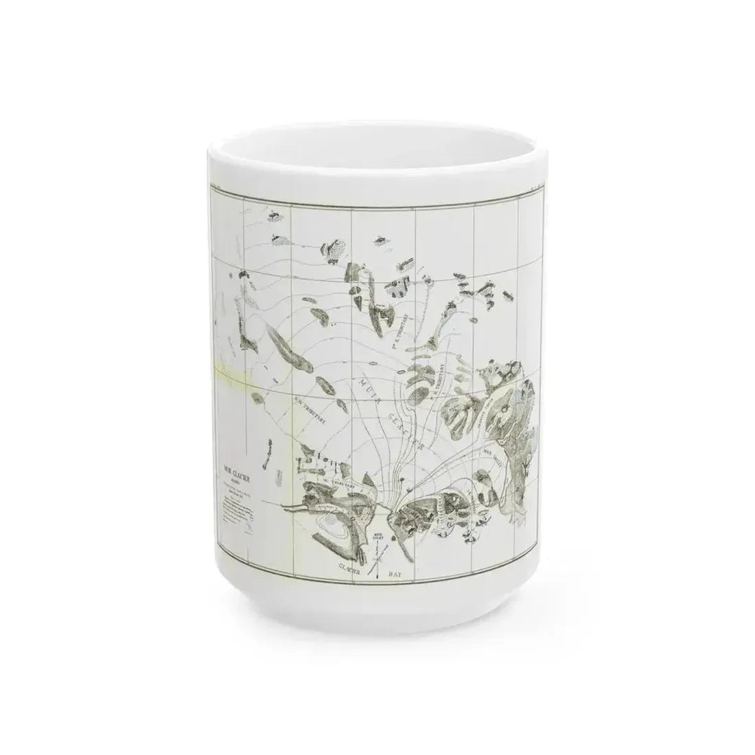 Alaska - Muir Glacier (1890) (Map) White Coffee Mug 15oz - Go Mug Yourself