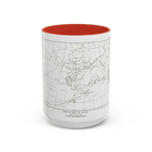 Alaska - Sketch Map (1891) (Map) Accent Coffee Mug 15oz Red - Go Mug Yourself