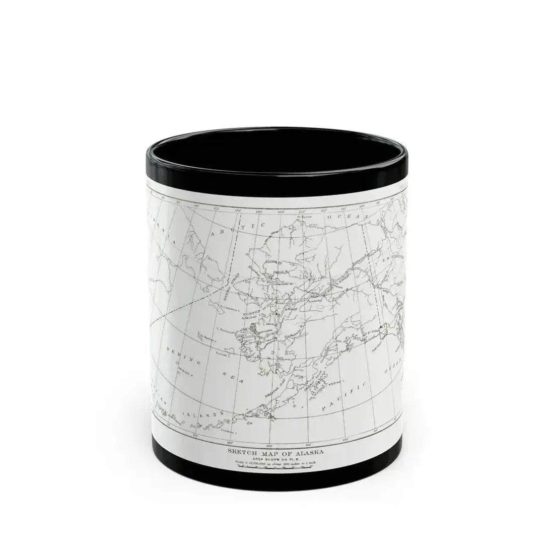 Alaska - Sketch Map (1891) (Map) Black Coffee Mug 11oz - Go Mug Yourself