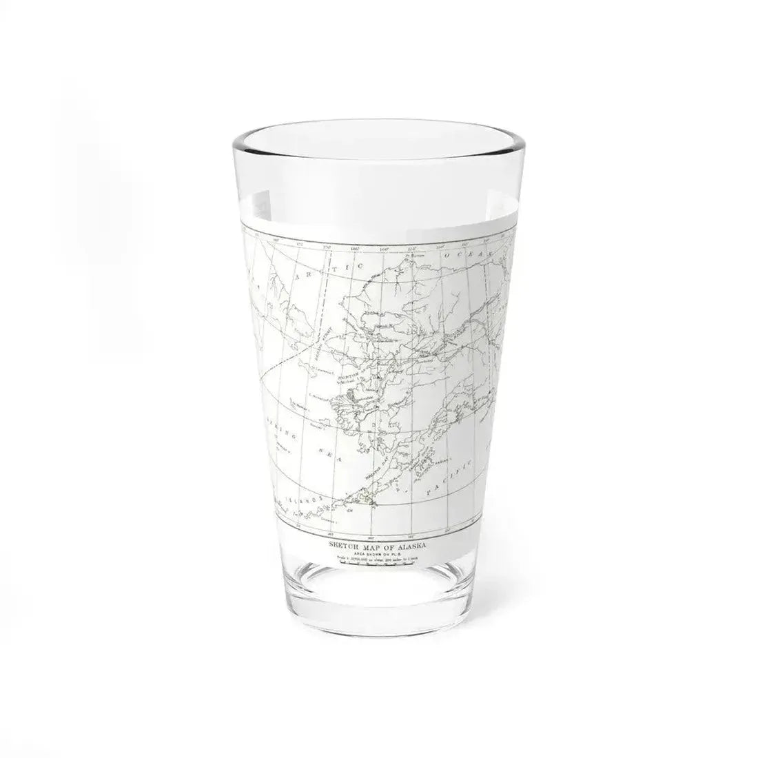 Alaska - Sketch Map (1891) (Map) Pint Glass 16oz - Go Mug Yourself