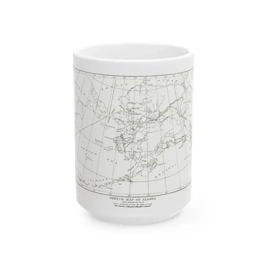 Alaska - Sketch Map (1891) (Map) White Coffee Mug 15oz - Go Mug Yourself