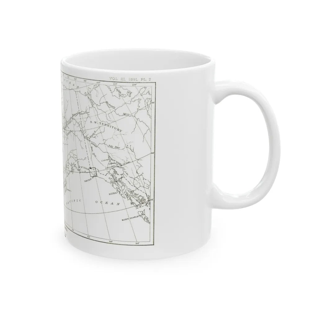 Alaska - Sketch Map (1891) (Map) White Coffee Mug-Go Mug Yourself