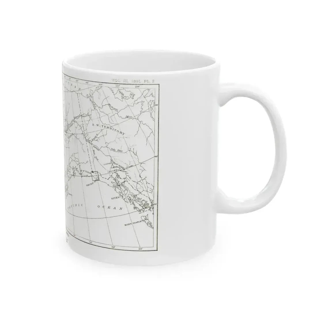 Alaska - Sketch Map (1891) (Map) White Coffee Mug - Go Mug Yourself