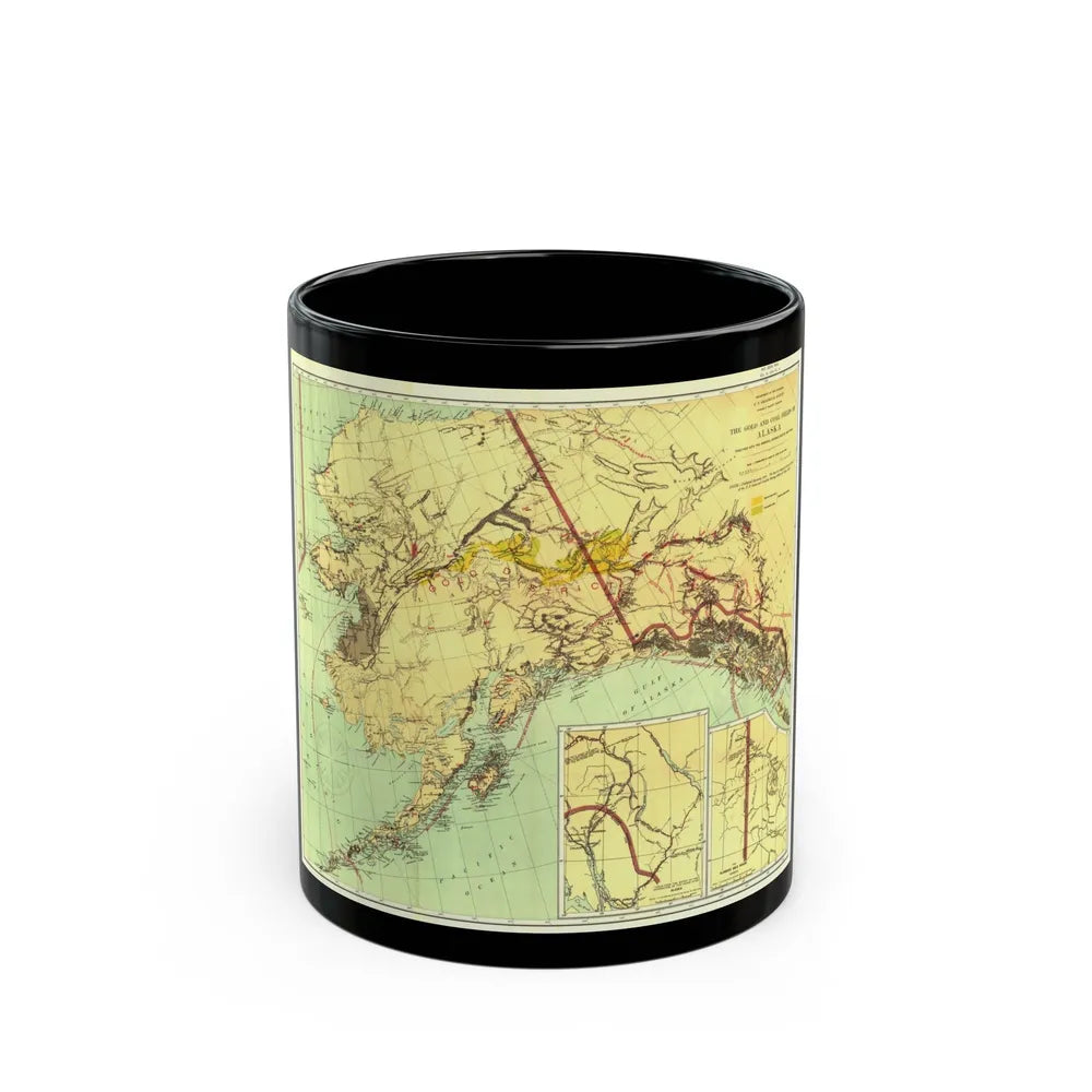 Alaska - The Gold & Coal Fields (1898) (Map) Black Coffee Mug-11oz-Go Mug Yourself