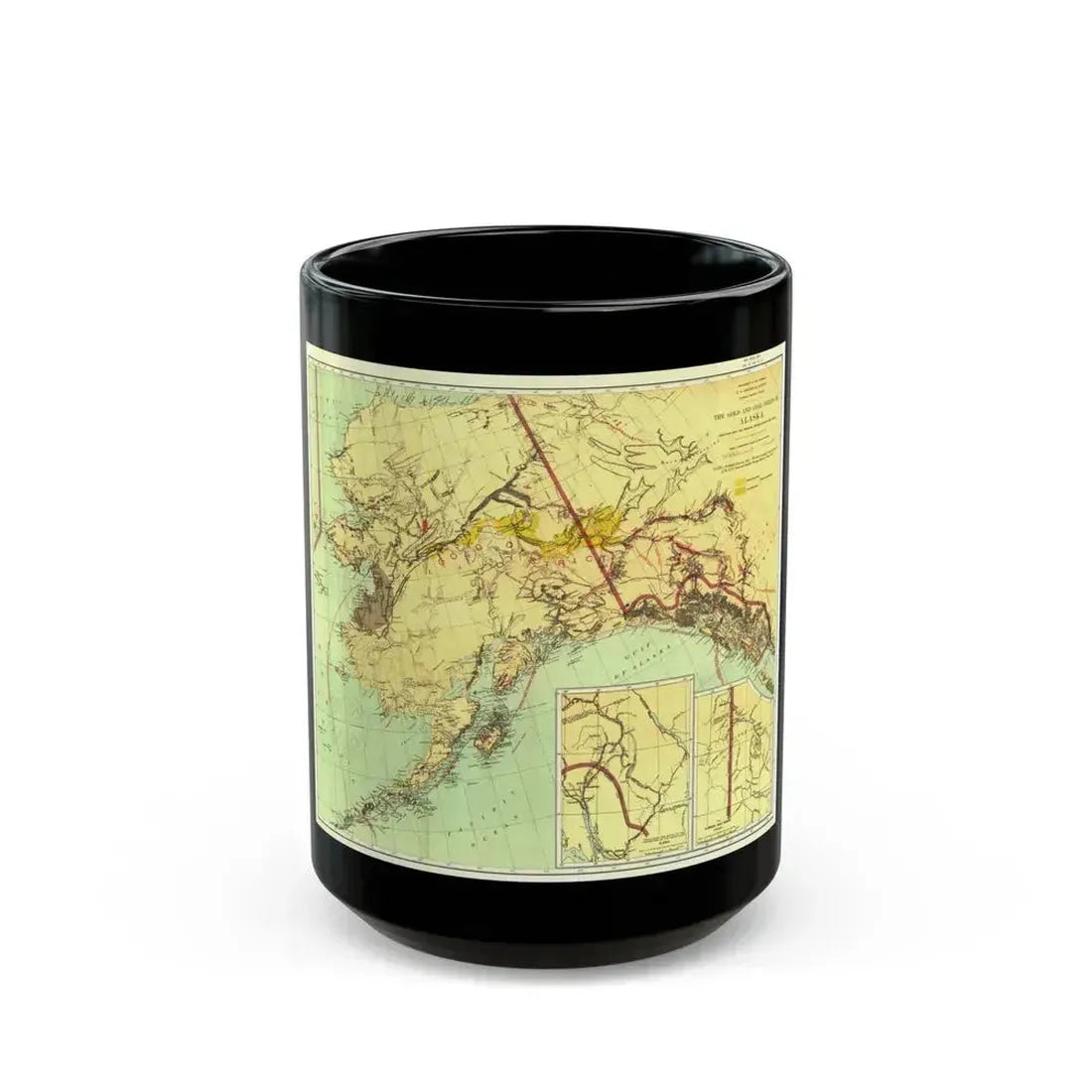Alaska - The Gold & Coal Fields (1898) (Map) Black Coffee Mug 15oz - Go Mug Yourself