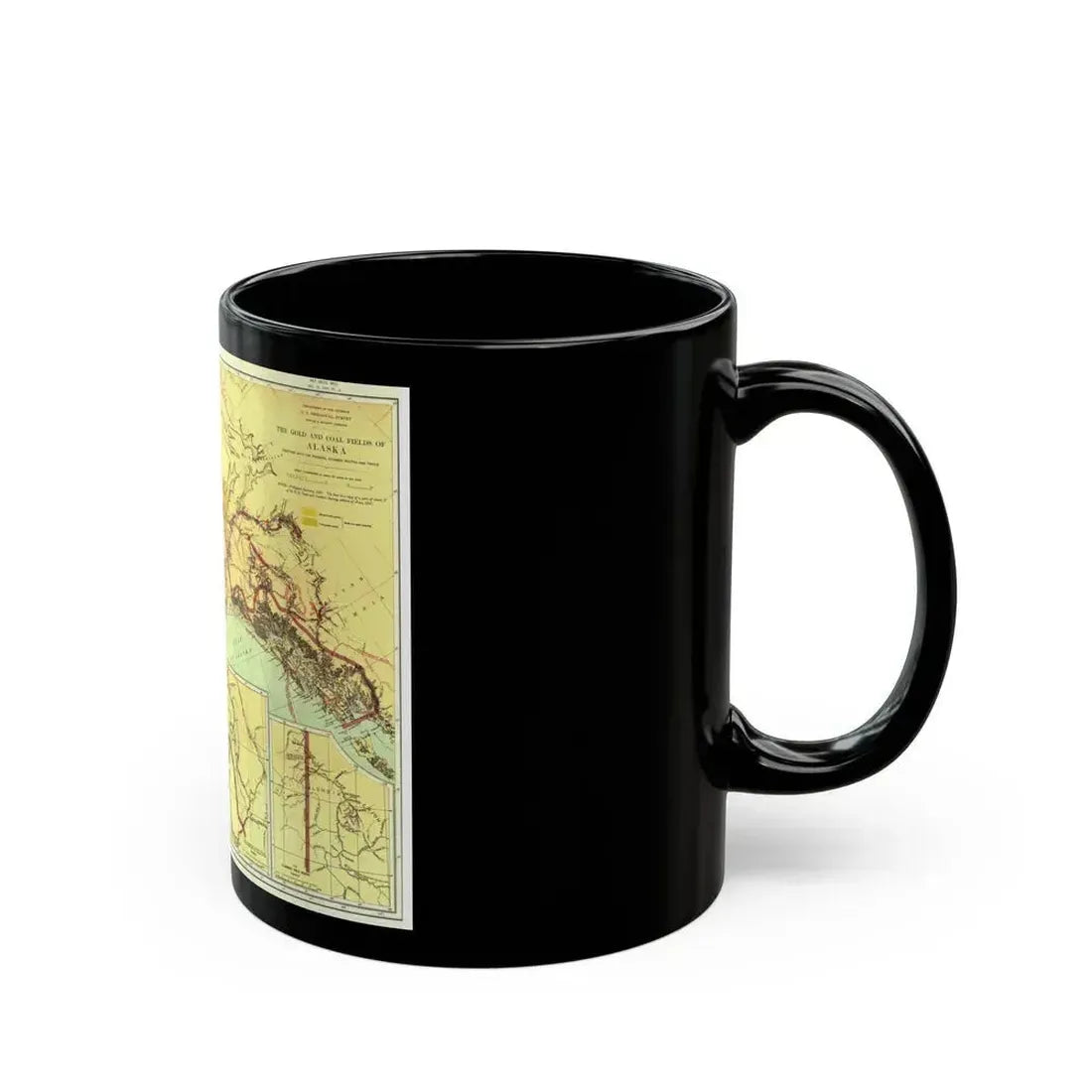 Alaska - The Gold & Coal Fields (1898) (Map) Black Coffee Mug - Go Mug Yourself